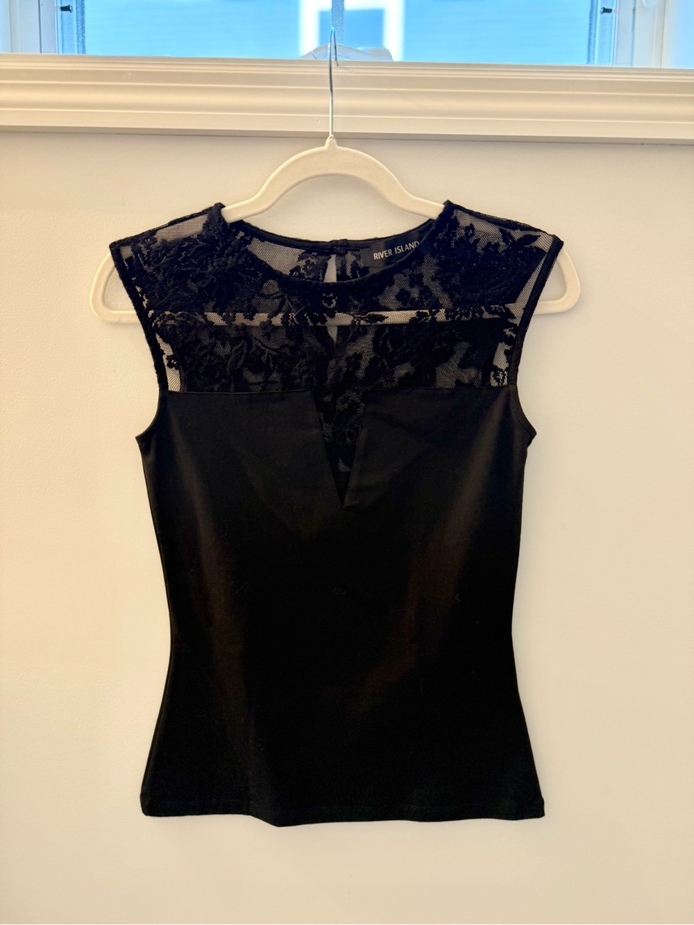 River Island Black Lace-Yoke Sleeveless Camisole